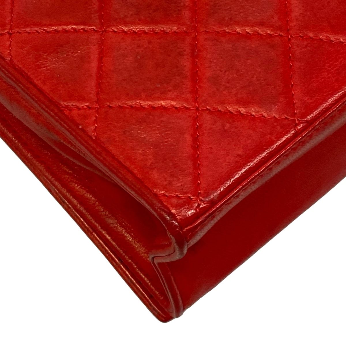 Chanel Shoulder Bag Quilted Red Chain Gold Lambskin — view 6