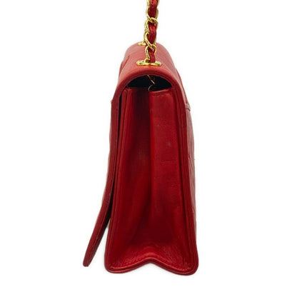 Chanel Shoulder Bag Quilted Red Chain Gold Lambskin — view 4