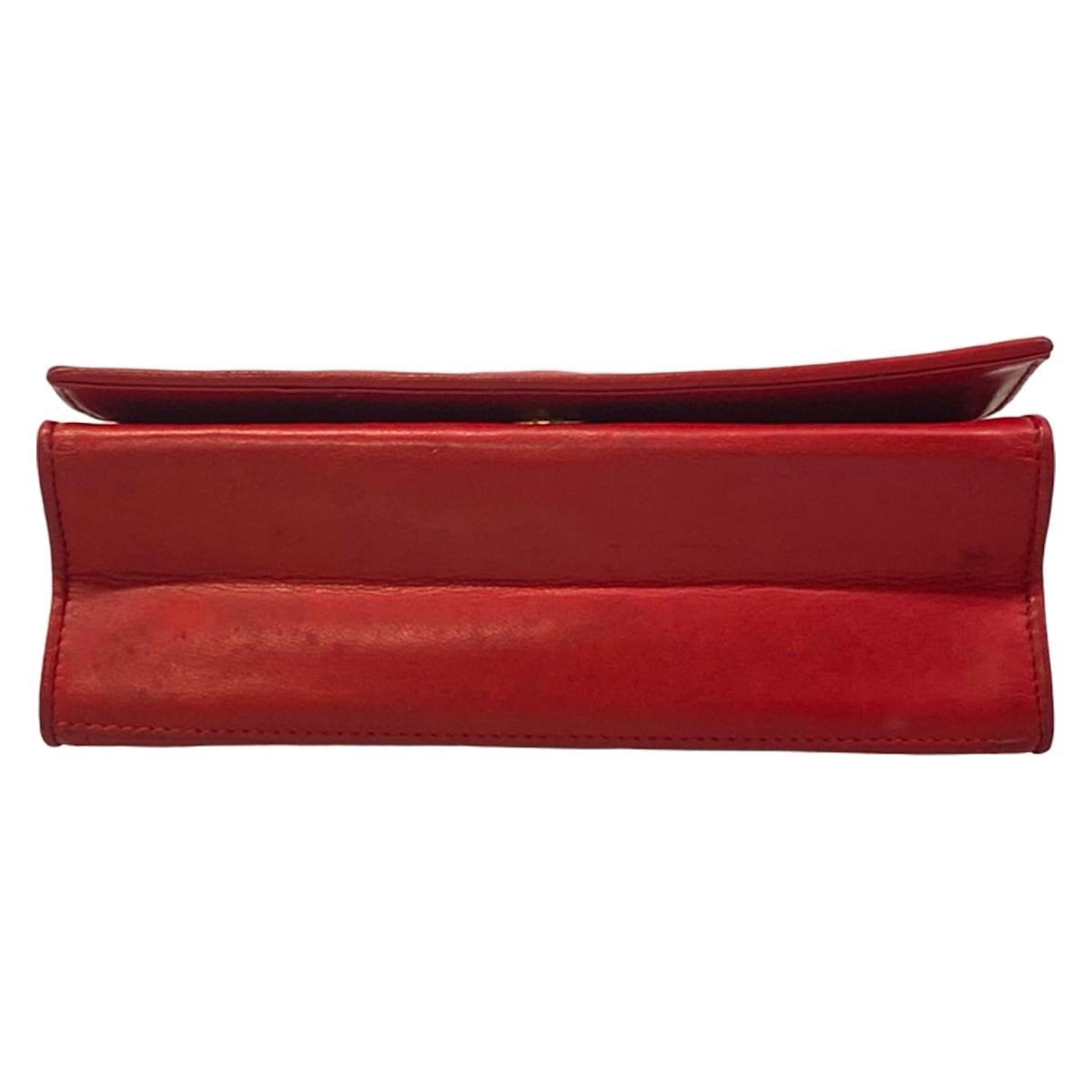 Chanel Shoulder Bag Quilted Red Chain Gold Lambskin — view 5