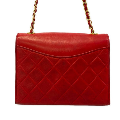 Chanel Shoulder Bag Quilted Red Chain Gold Lambskin — view 3