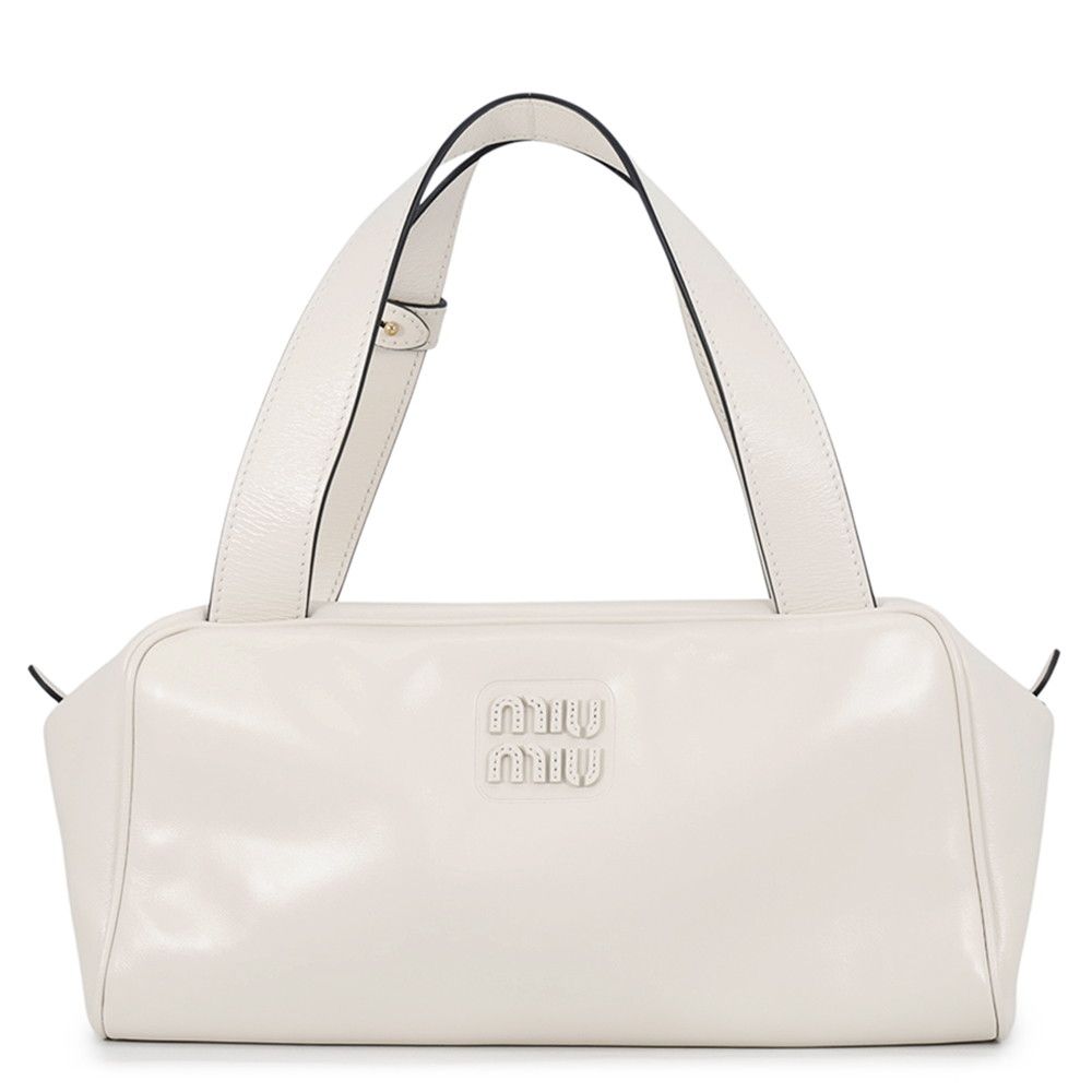 Miu Miu Handbag Bowling Logo Leather White