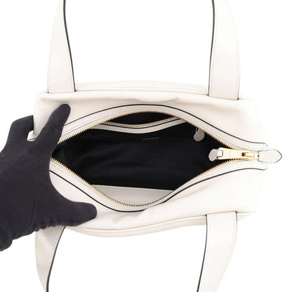 Miu Miu Handbag Bowling Logo Leather White — view 5