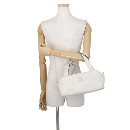 Miu Miu Handbag Bowling Logo Leather White — view 4