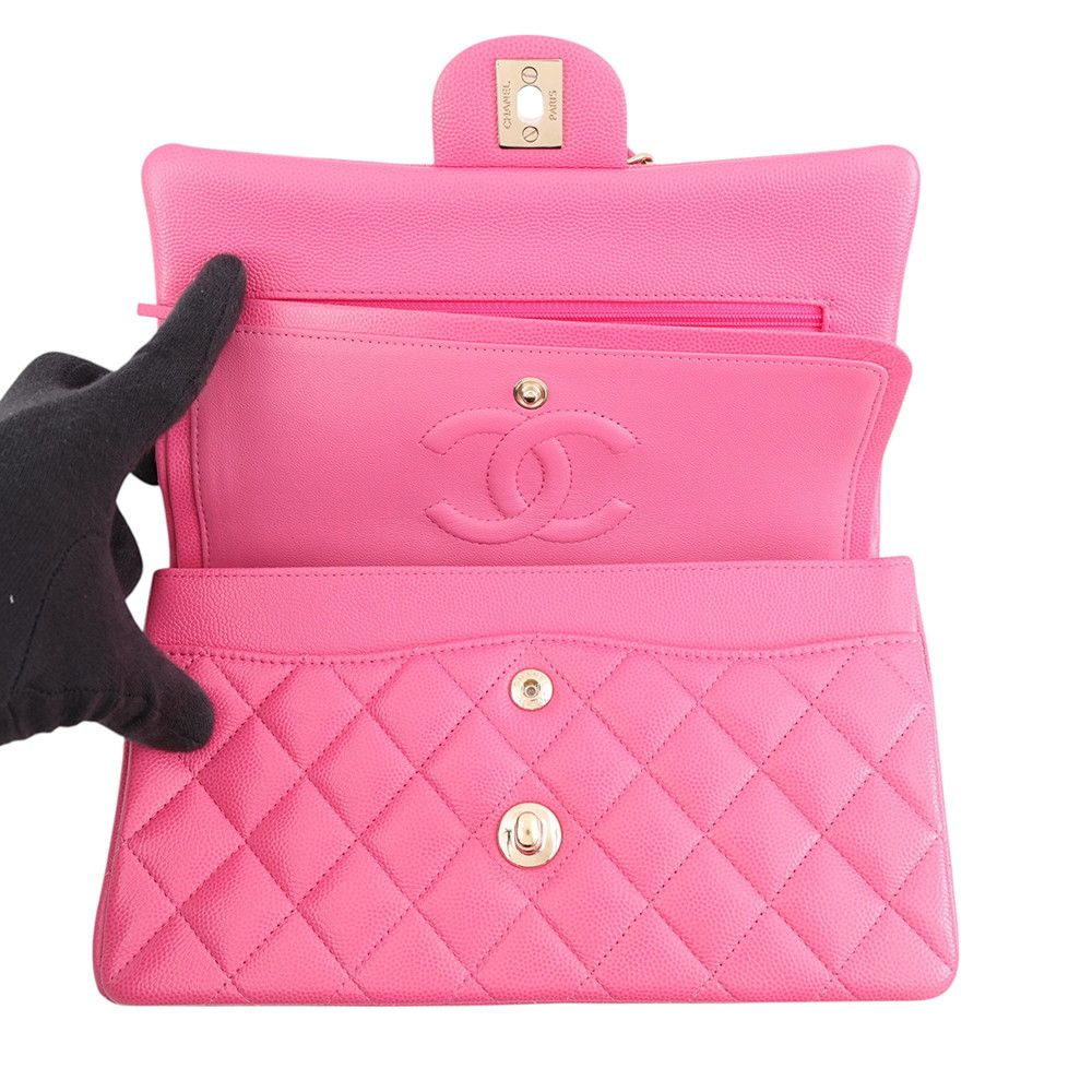 Chanel Chain Shoulder Bag Quilted 23 CC Logo Double Caviar Leather — view 6