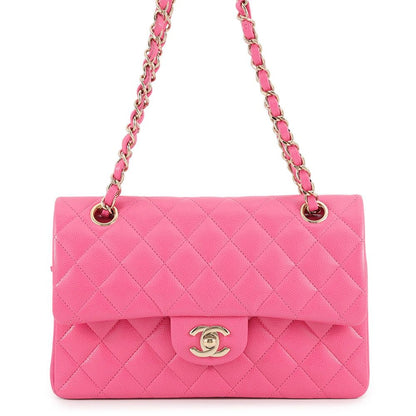 Chanel Chain Shoulder Bag Quilted 23 CC Logo Double Caviar Leather
