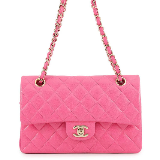 Chanel Chain Shoulder Bag Quilted 23 CC Logo Double Caviar Leather