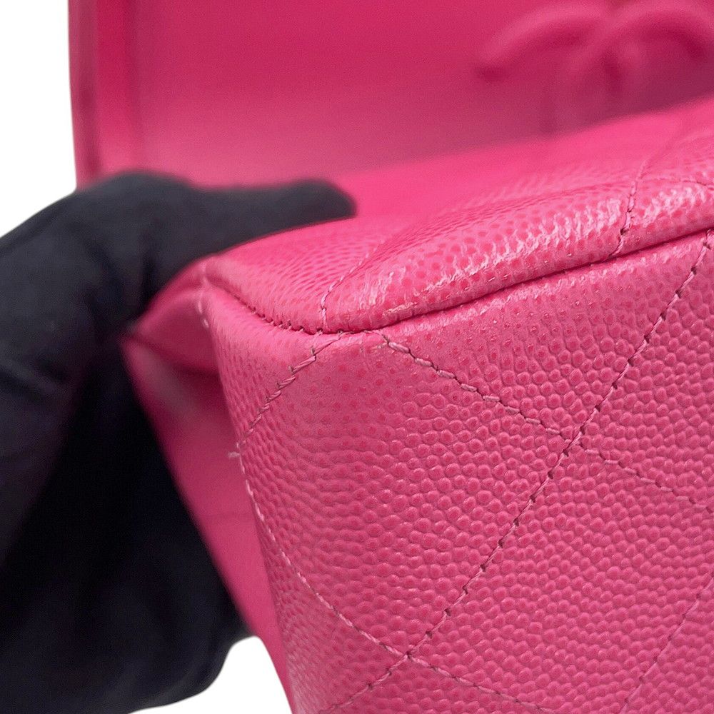 Chanel Chain Shoulder Bag Quilted 23 CC Logo Double Caviar Leather — view 8