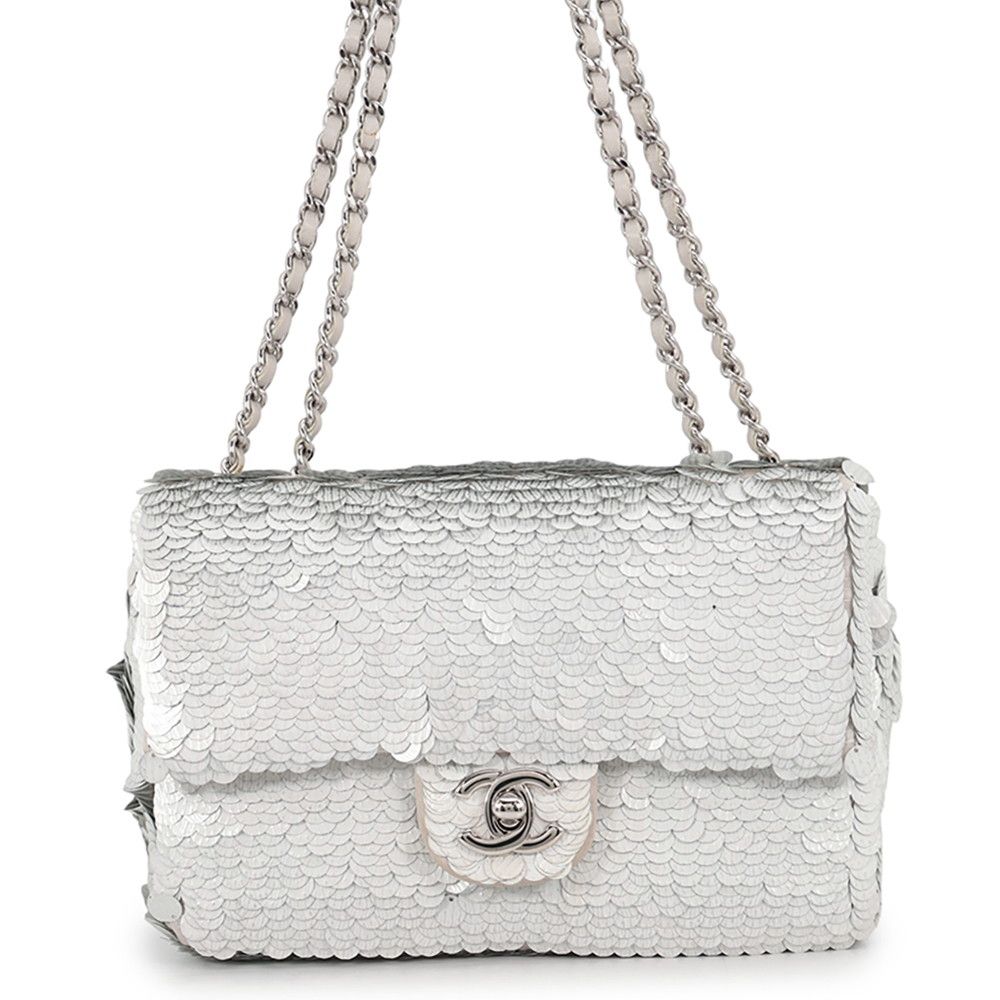 Chanel Chain Shoulder Bag CC Logo Sequins Leather