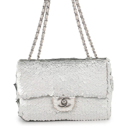 Chanel Chain Shoulder Bag CC Logo Sequins Leather