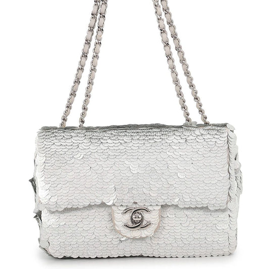 Chanel Chain Shoulder Bag CC Logo Sequins Leather