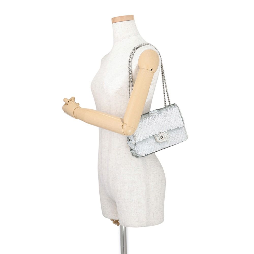 Chanel Chain Shoulder Bag CC Logo Sequins Leather — view 4