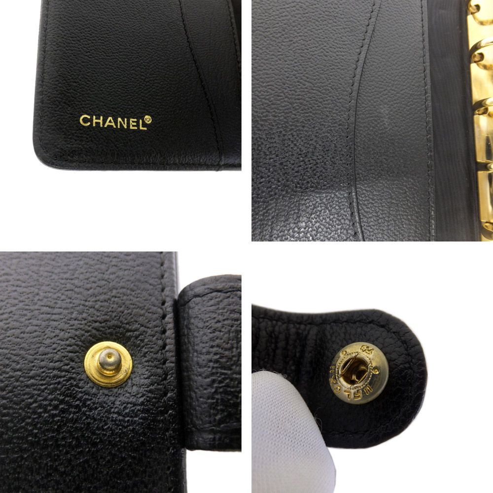 Chanel Agenda Cover Black CC Logo 6 Hole Leather Gold Planner — view 7