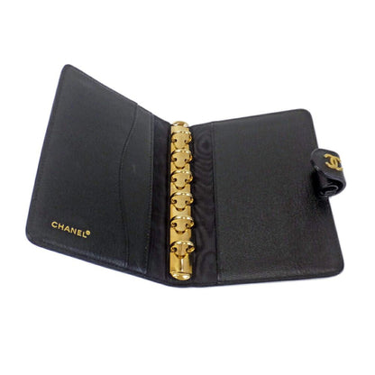 Chanel Agenda Cover Black CC Logo 6 Hole Leather Gold Planner — view 6