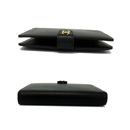 Chanel Agenda Cover Black CC Logo 6 Hole Leather Gold Planner — view 3