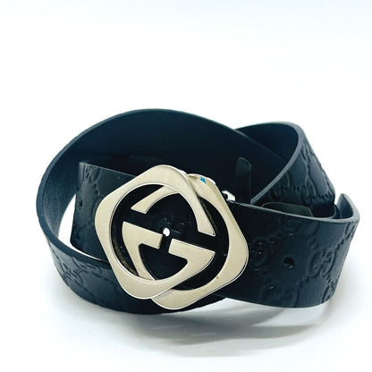 Gucci Belt Interlocking G Buckle Guccissima Line Black