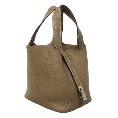 Hermes Handbag Picotin Lock PM Taurillon Clemence Etoupe Silver — view 2