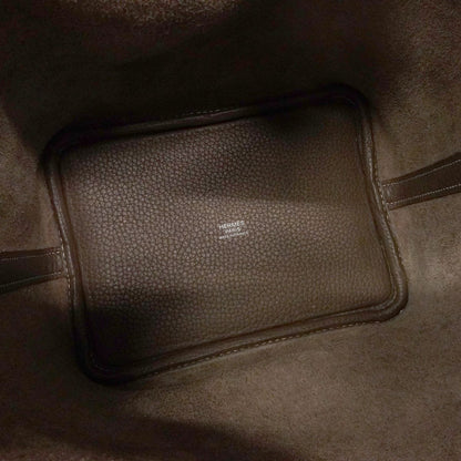 Hermes Handbag Picotin Lock PM Taurillon Clemence Etoupe Silver — view 4