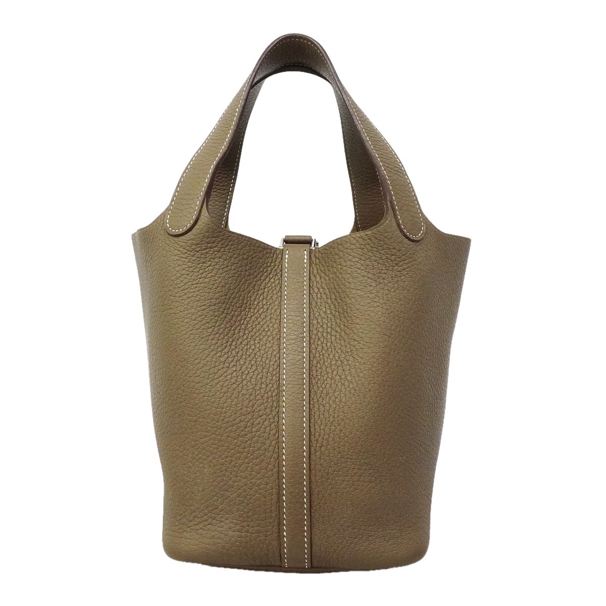 Hermes Handbag Picotin Lock PM Taurillon Clemence Etoupe Silver — view 8
