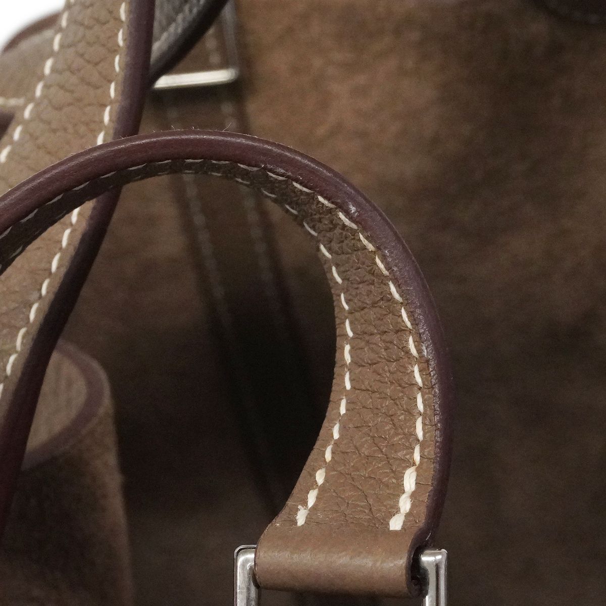 Hermes Handbag Picotin Lock PM Taurillon Clemence Etoupe Silver — view 7