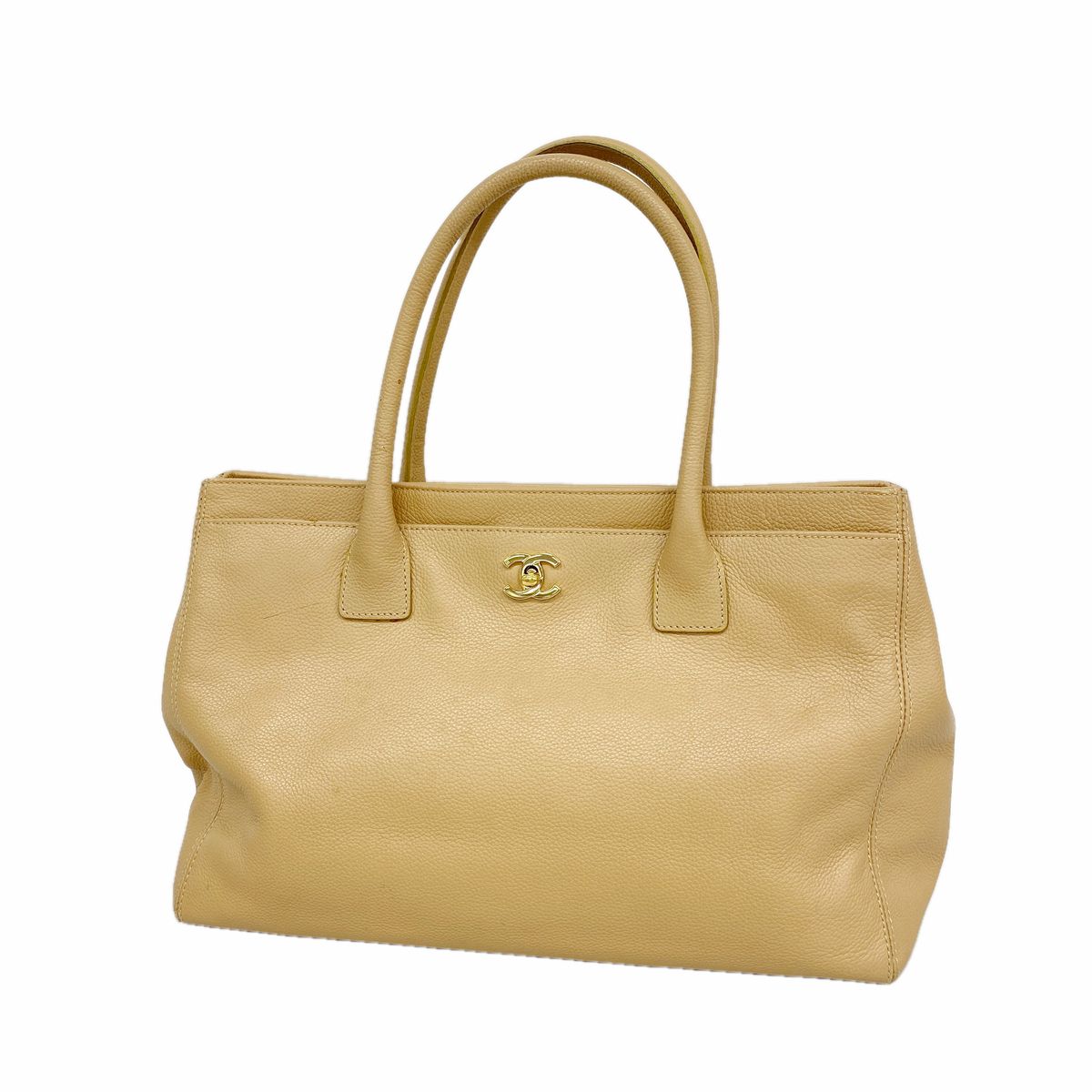 Chanel Tote Bag Executive Leather Beige Gold