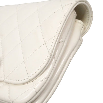 Chanel Shoulder Bag Quilted Lambskin White Champagne Gold — view 6