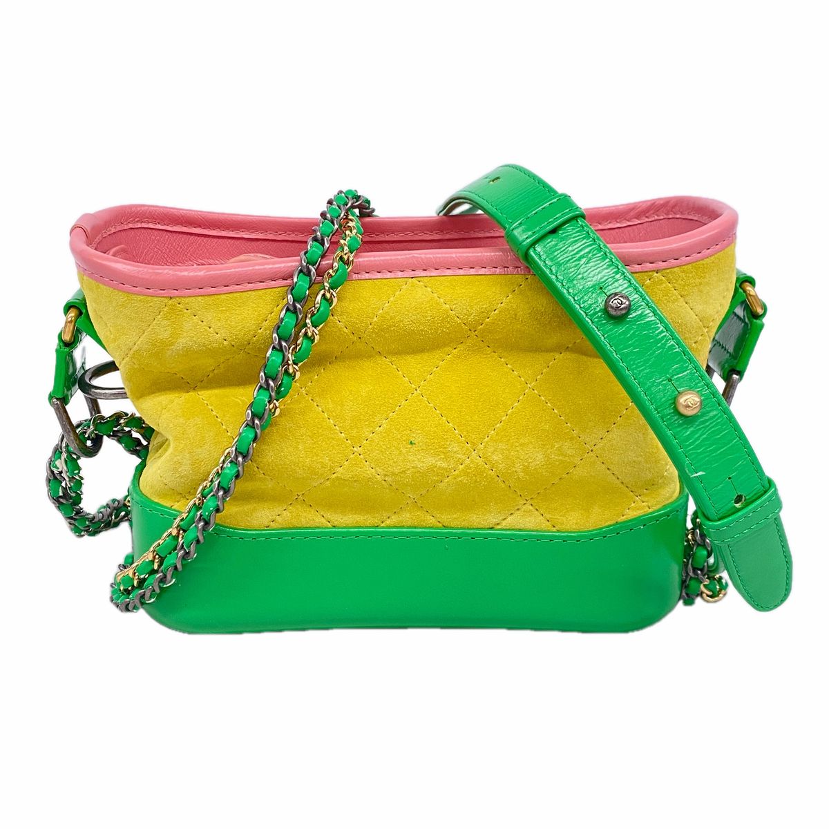 Chanel Shoulder Bag Gabrielle Leather Suede Yellow Pink Green Gold Silver