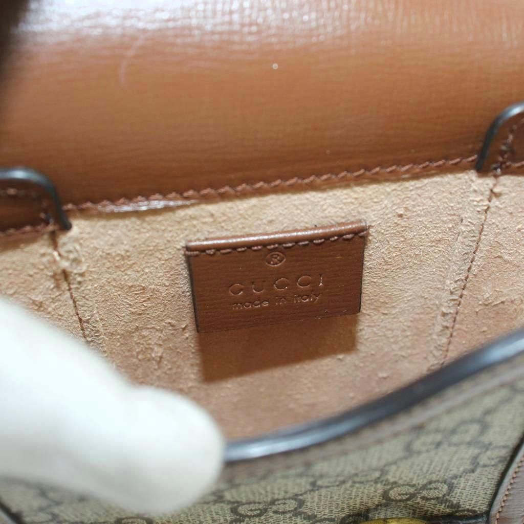Gucci Horsebit 1955 Mini Shoulder Bag GG Supreme Canvas Leather Brown — view 5