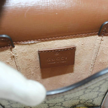 Gucci Horsebit 1955 Mini Shoulder Bag GG Supreme Canvas Leather Brown — view 5