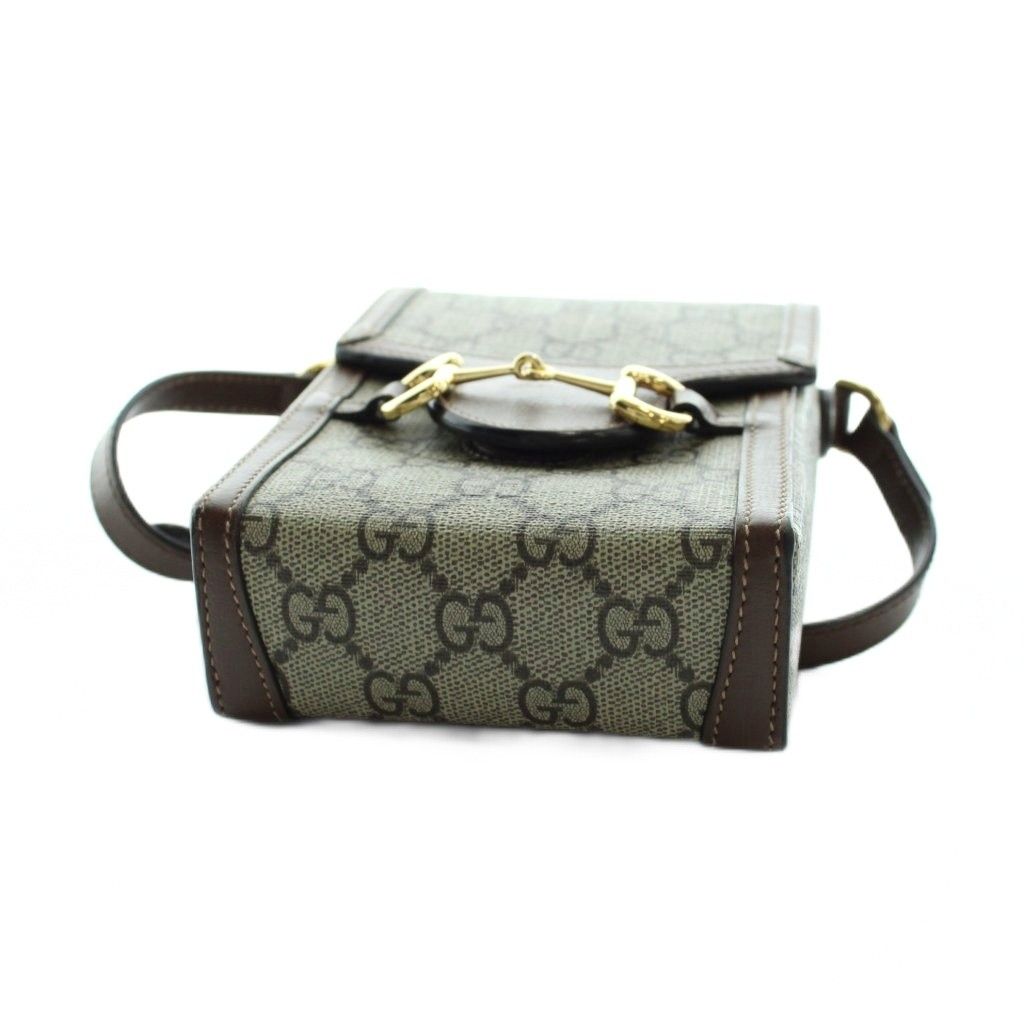 Gucci Horsebit 1955 Mini Shoulder Bag GG Supreme Canvas Leather Brown — view 4