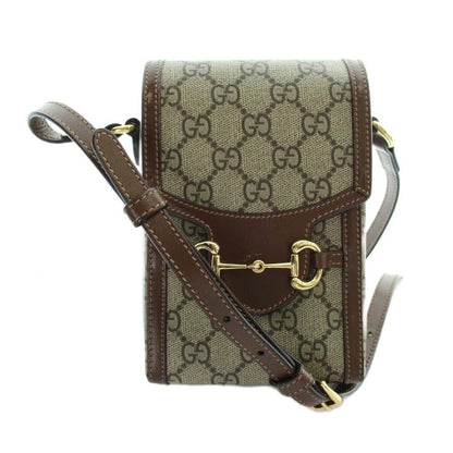 Gucci Horsebit 1955 Mini Shoulder Bag GG Supreme Canvas Leather Brown