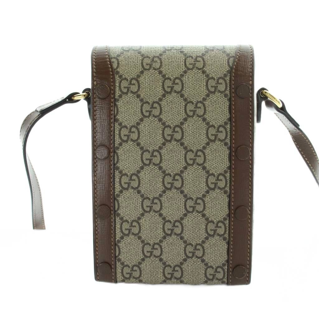 Gucci Horsebit 1955 Mini Shoulder Bag GG Supreme Canvas Leather Brown — view 2