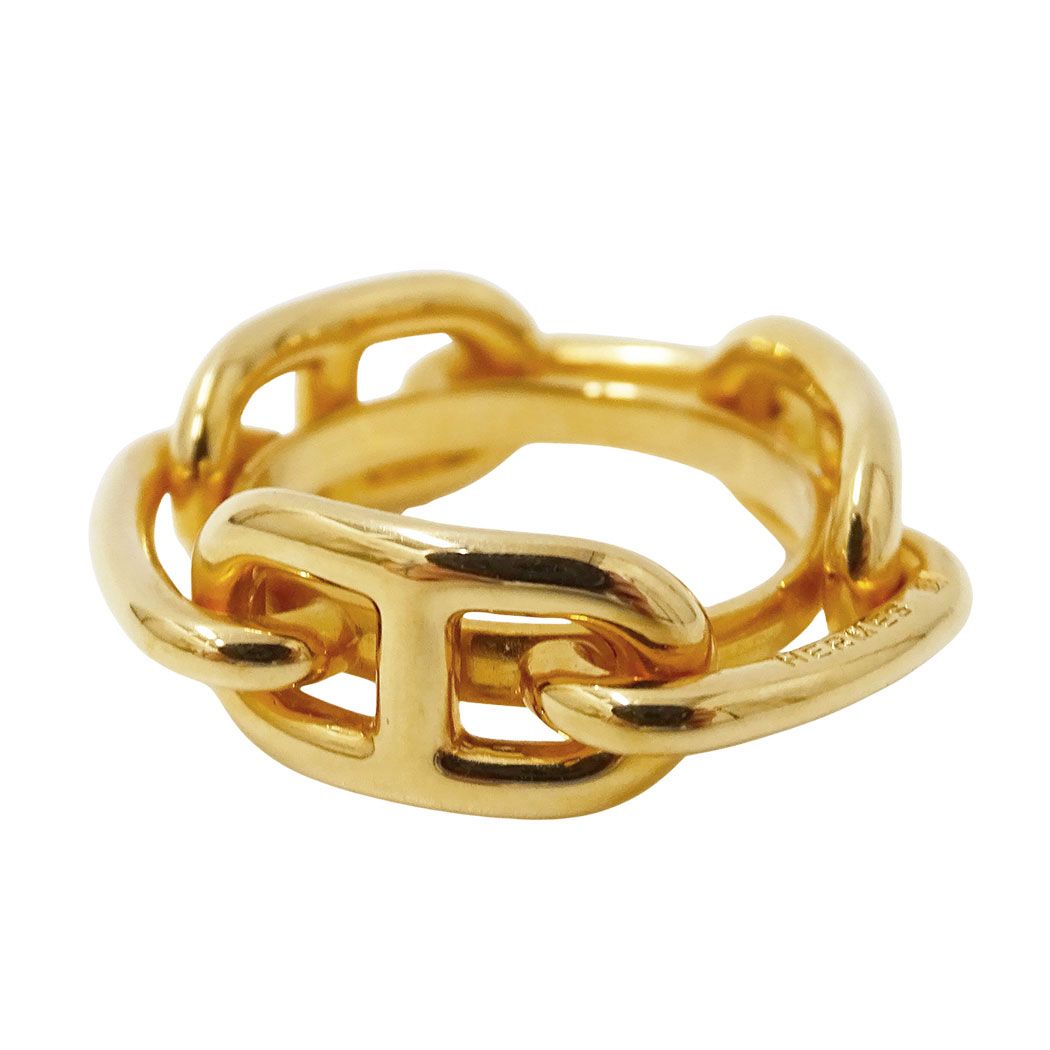 Hermes Scarf Ring Lugate Metal Gold