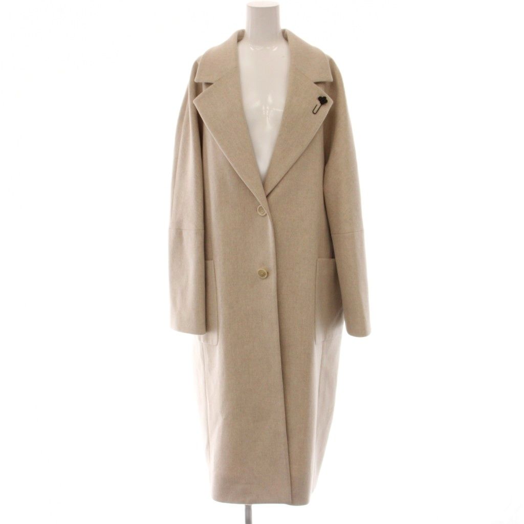 Loro Piana Lardini Wool Long Coat Chesterfield Light Beige 40