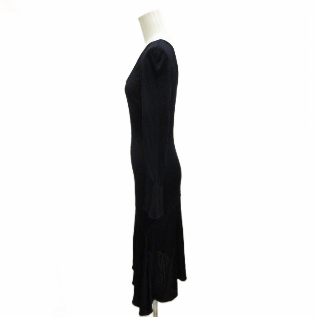 Versace Gianni Dress Long Sleeve Neck Asymmetric Hem /9 M Navy 40 — view 2