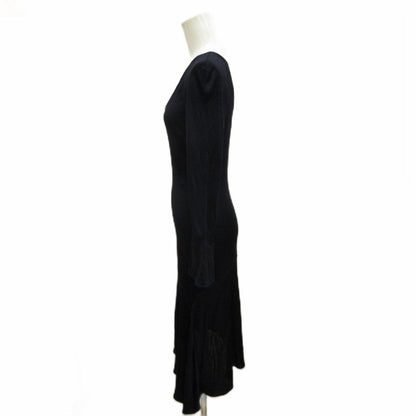 Versace Gianni Dress Long Sleeve Neck Asymmetric Hem /9 M Navy 40 — view 2