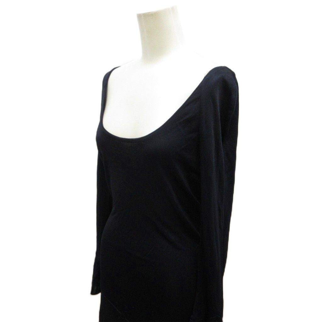 Versace Gianni Dress Long Sleeve Neck Asymmetric Hem /9 M Navy 40 — view 4