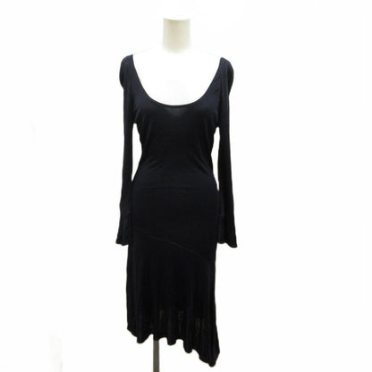 Versace Gianni Dress Long Sleeve Neck Asymmetric Hem /9 M Navy 40