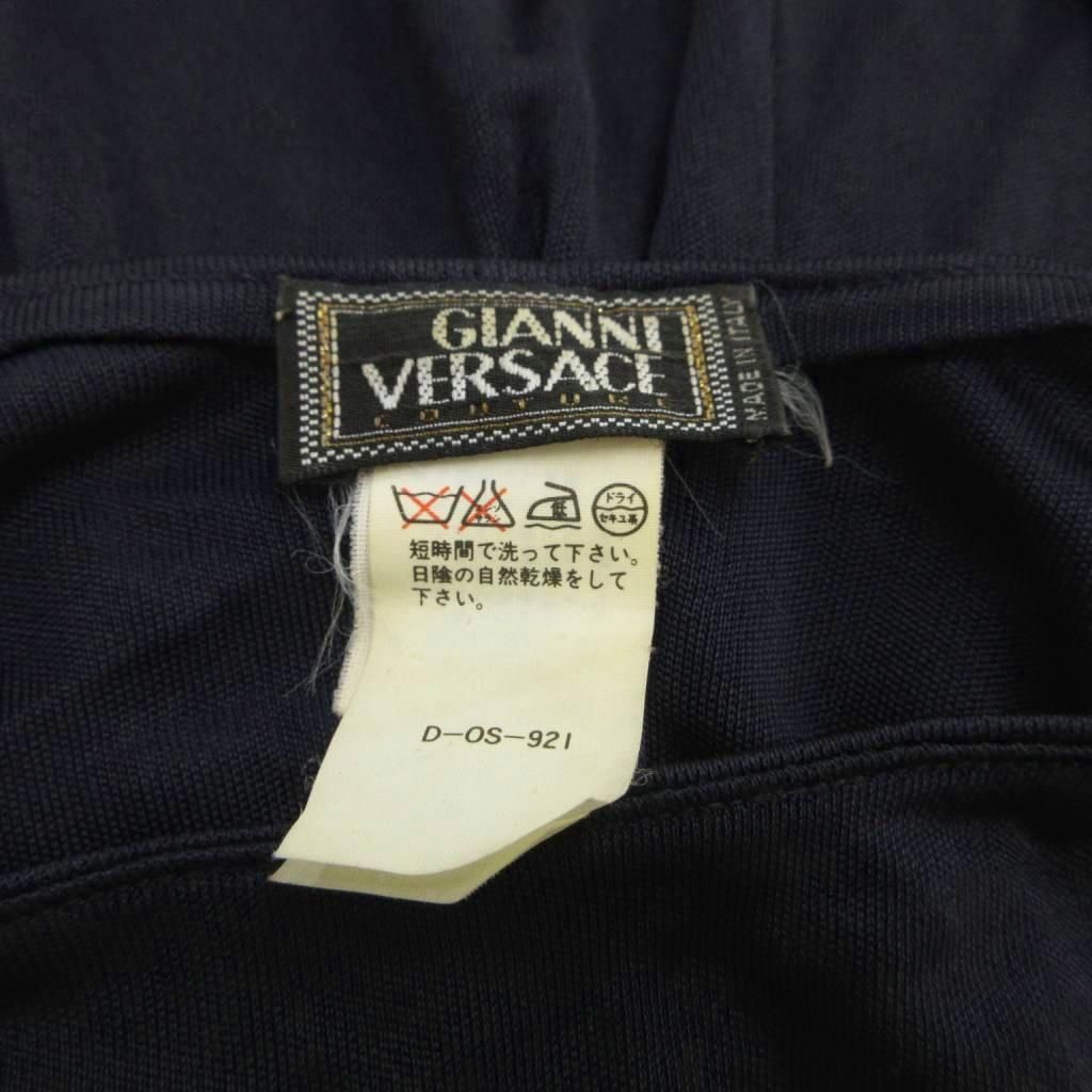 Versace Gianni Dress Long Sleeve Neck Asymmetric Hem /9 M Navy 40 — view 6