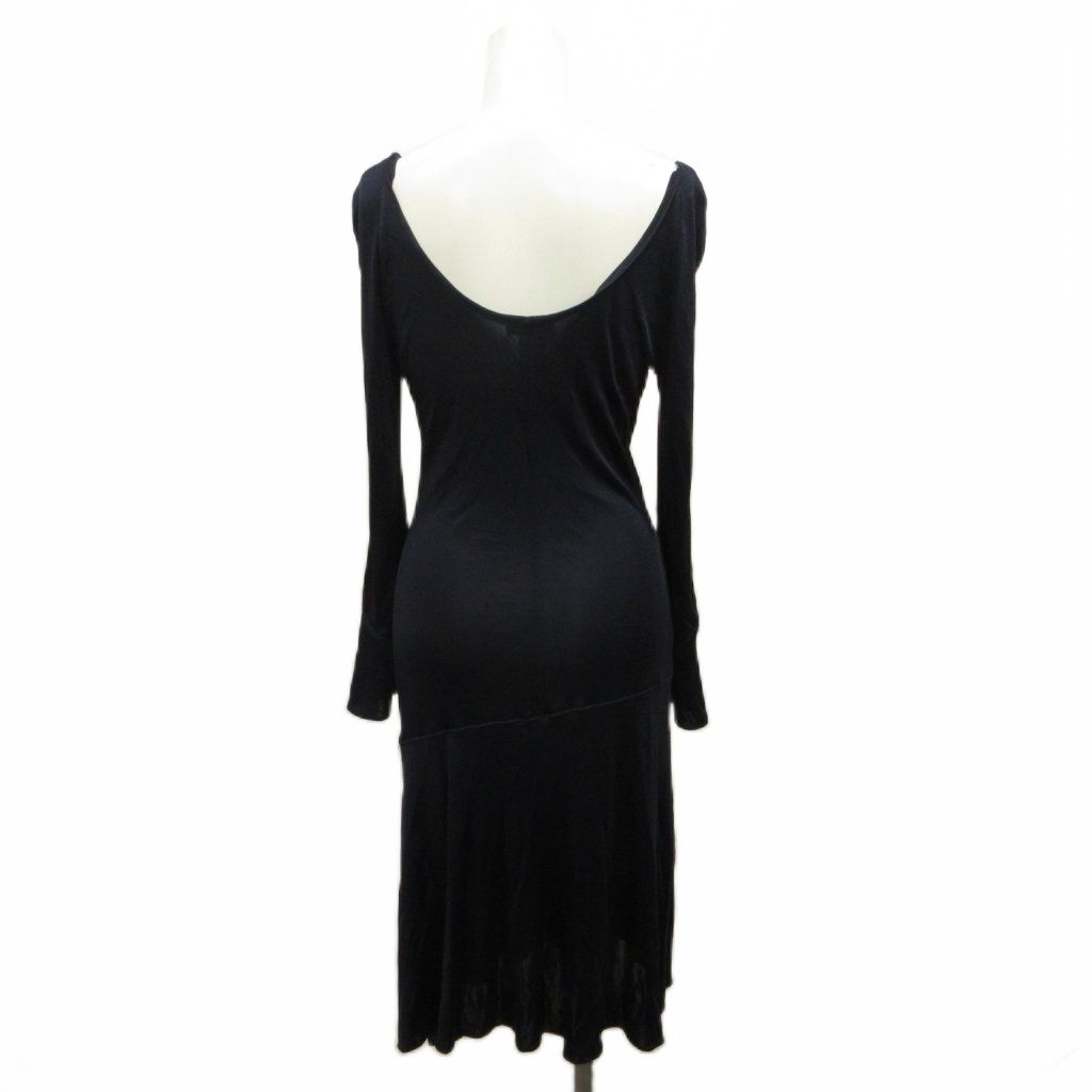 Versace Gianni Dress Long Sleeve Neck Asymmetric Hem /9 M Navy 40 — view 3