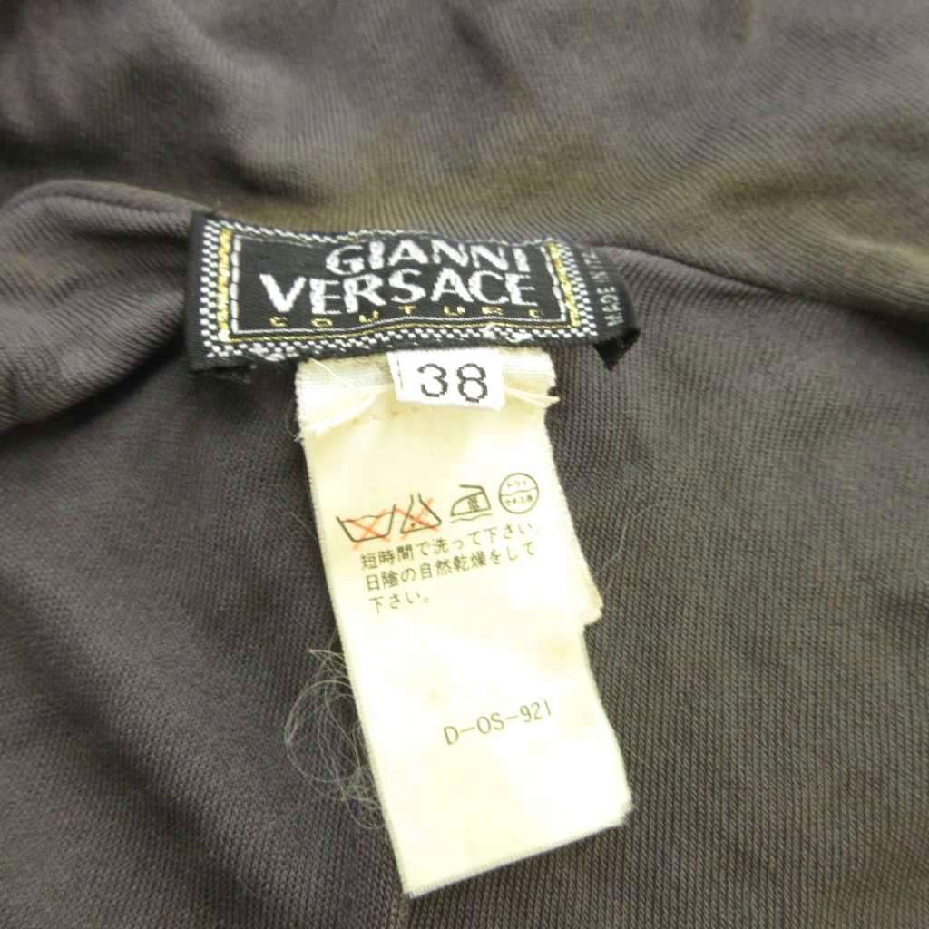 Versace Gianni Long Cardigan Ruffle Drawstring Charcoal Gray Sleeve 38 — view 5