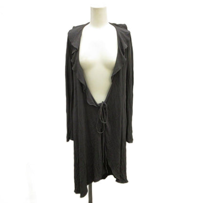 Versace Gianni Long Cardigan Ruffle Drawstring Charcoal Gray Sleeve 38