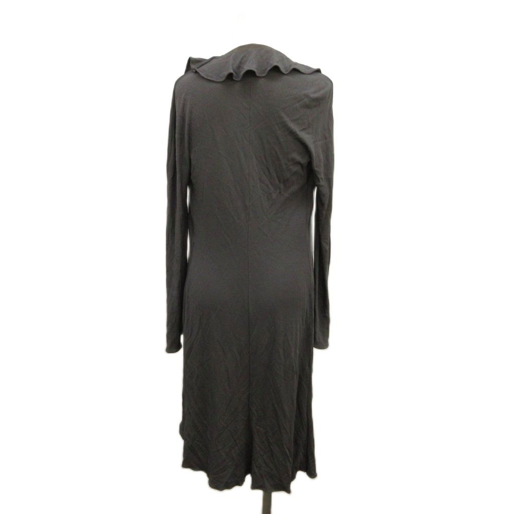 Versace Gianni Long Cardigan Ruffle Drawstring Charcoal Gray Sleeve 38 — view 3