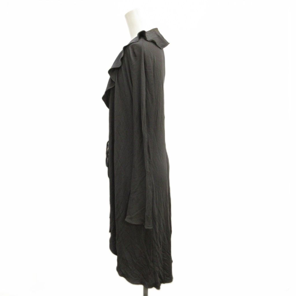Versace Gianni Long Cardigan Ruffle Drawstring Charcoal Gray Sleeve 38 — view 2