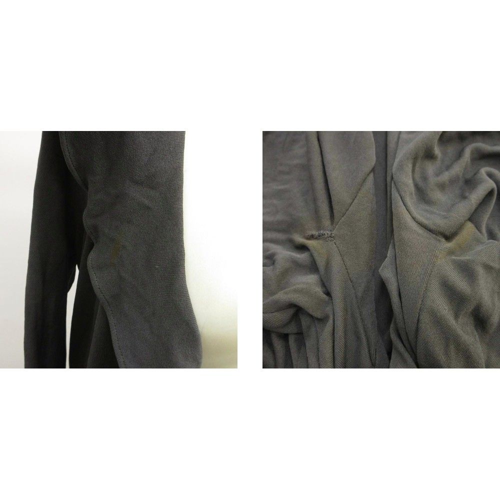 Versace Gianni Long Cardigan Ruffle Drawstring Charcoal Gray Sleeve 38 — view 8