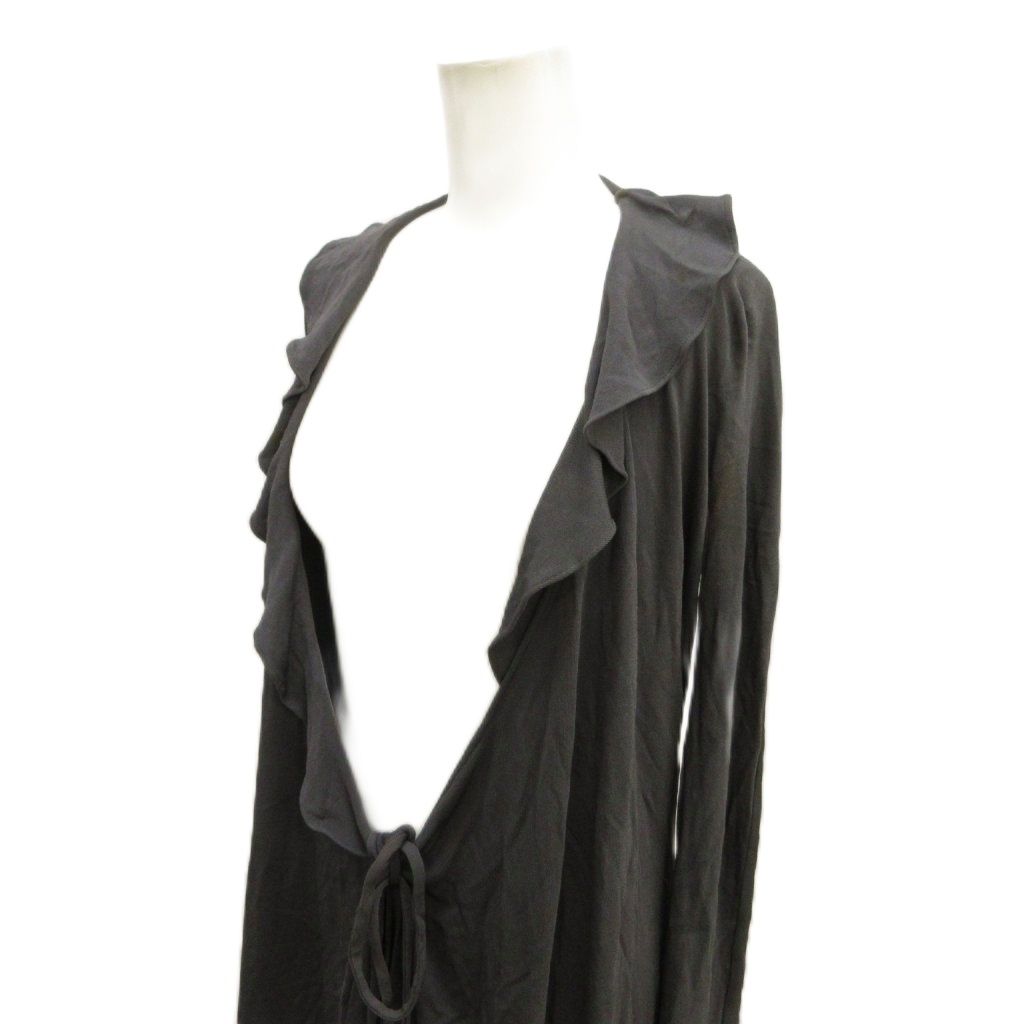 Versace Gianni Long Cardigan Ruffle Drawstring Charcoal Gray Sleeve 38 — view 4