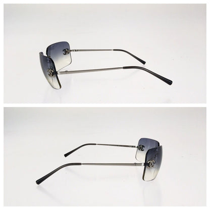 Chanel Rimless CC Logo Blue Silver Metal Acetate Sunglasses Eyewear — view 4