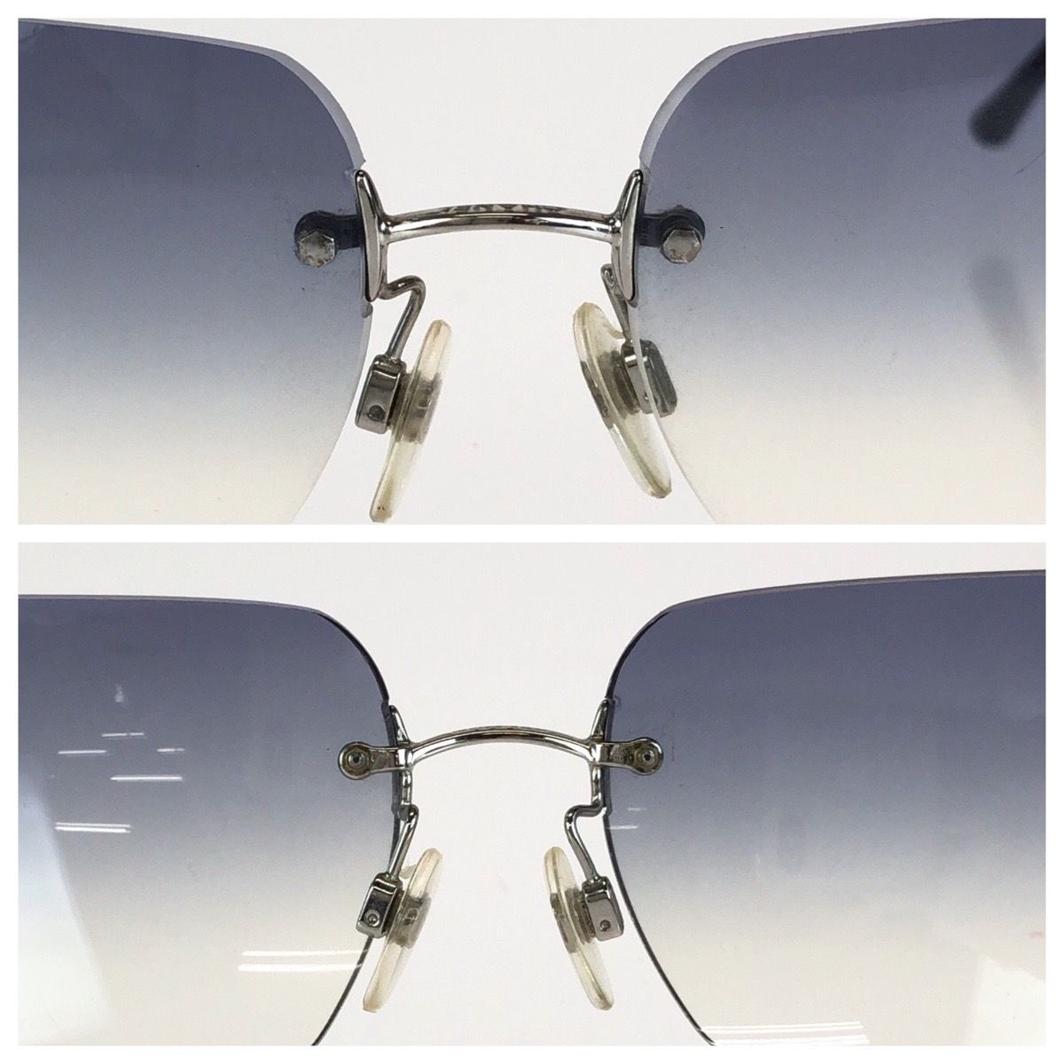 Chanel Rimless CC Logo Blue Silver Metal Acetate Sunglasses Eyewear — view 5