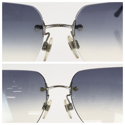 Chanel Rimless CC Logo Blue Silver Metal Acetate Sunglasses Eyewear — view 5