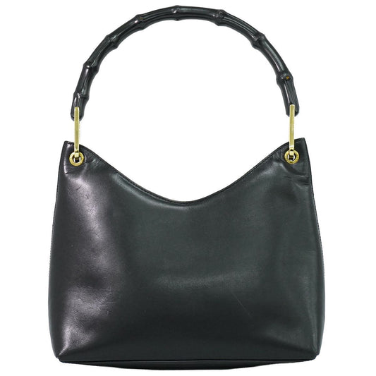 Gucci Bamboo 2-Way Shoulder Bag Leather Black