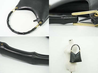 Gucci Bamboo 2-Way Shoulder Bag Leather Black — view 6